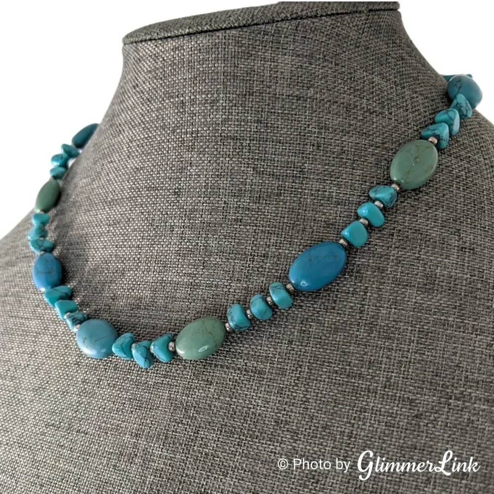 Chaps Faux Turquoise Beaded Necklace